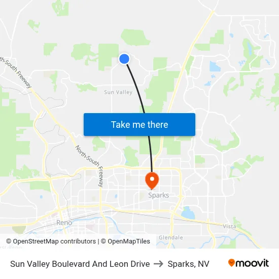 Sun Valley Boulevard And Leon Drive to Sparks, NV map