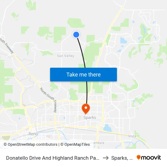 Donatello Drive And Highland Ranch Parkway to Sparks, NV map