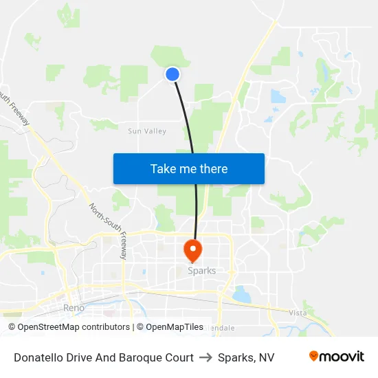 Donatello Drive And Baroque Court to Sparks, NV map