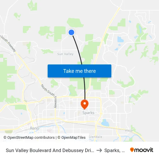 Sun Valley Boulevard And Debussey Drive to Sparks, NV map