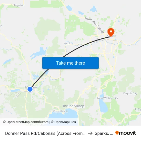 Donner Pass Rd/Cabona's (Across From Depot) to Sparks, NV map