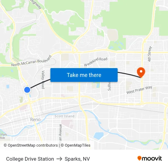 College Drive Station to Sparks, NV map