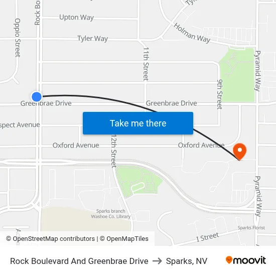 Rock Boulevard And Greenbrae Drive to Sparks, NV map