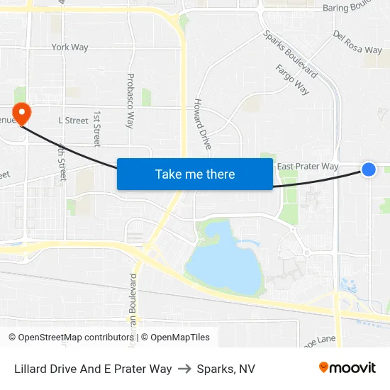 Lillard Drive And E Prater Way to Sparks, NV map