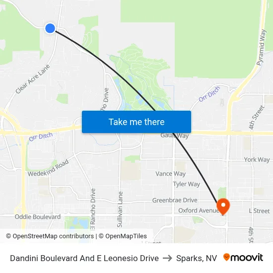 Dandini Boulevard And E Leonesio Drive to Sparks, NV map