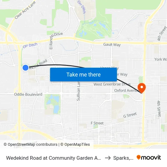 Wedekind Road at Community Garden Apartments to Sparks, NV map