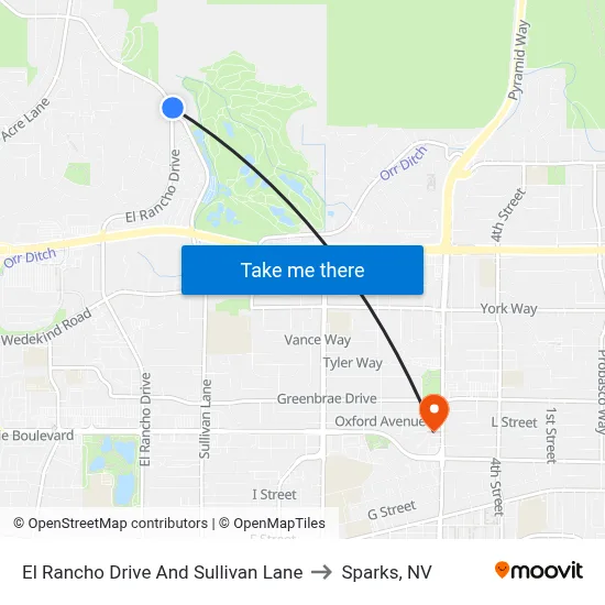 El Rancho Drive And Sullivan Lane to Sparks, NV map