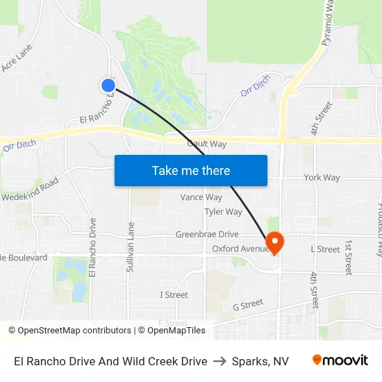 El Rancho Drive And Wild Creek Drive to Sparks, NV map