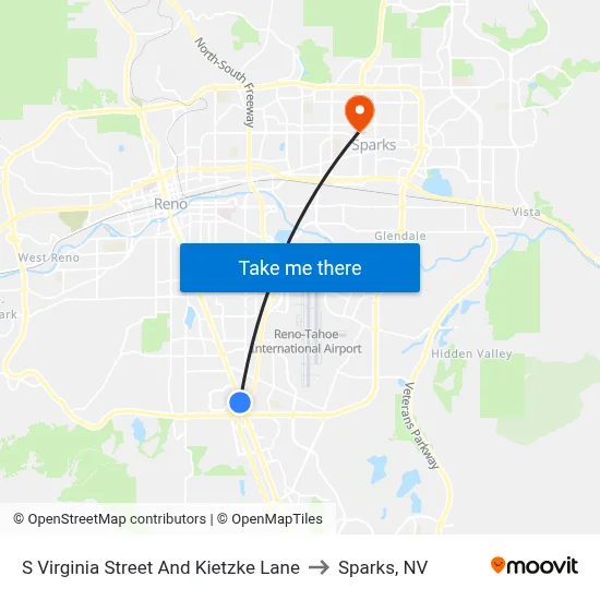 S Virginia Street And Kietzke Lane to Sparks, NV map