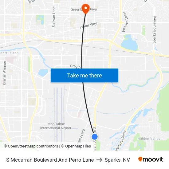 S Mccarran Boulevard And Perro Lane to Sparks, NV map
