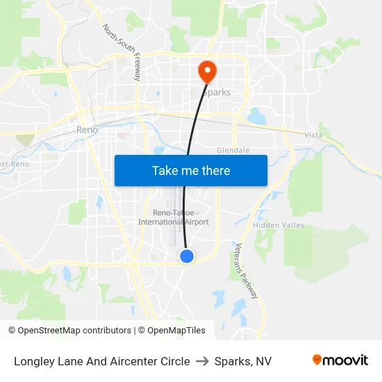 Longley Lane And Aircenter Circle to Sparks, NV map