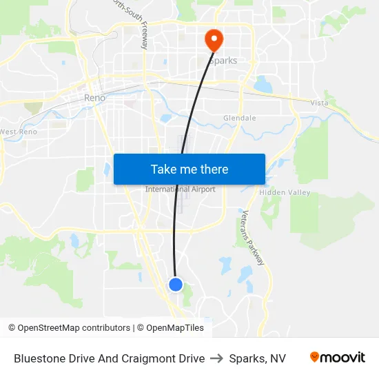Bluestone Drive And Craigmont Drive to Sparks, NV map