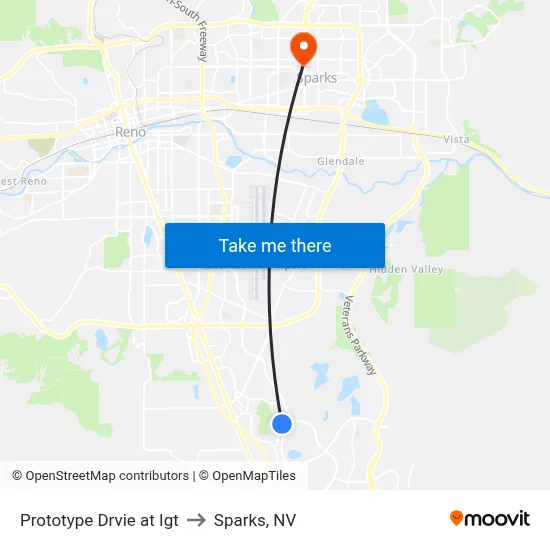 Prototype Drvie at Igt to Sparks, NV map
