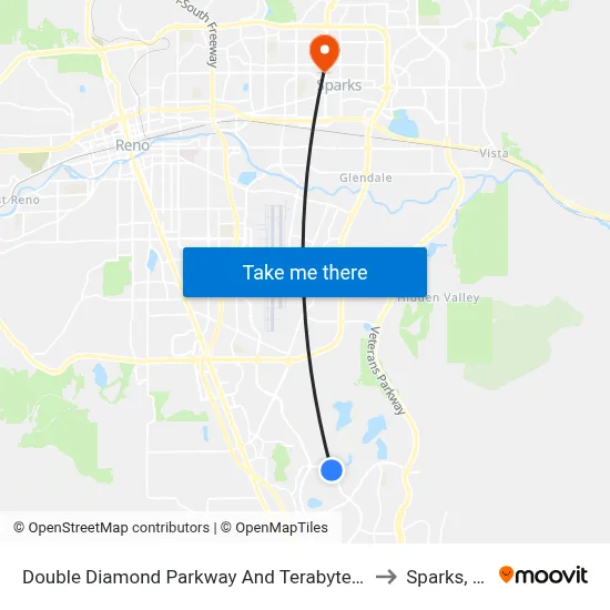 Double Diamond Parkway And Terabyte Drive to Sparks, NV map