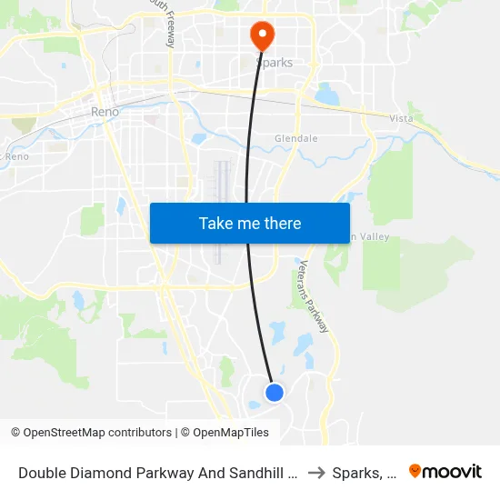 Double Diamond Parkway And Sandhill Road to Sparks, NV map
