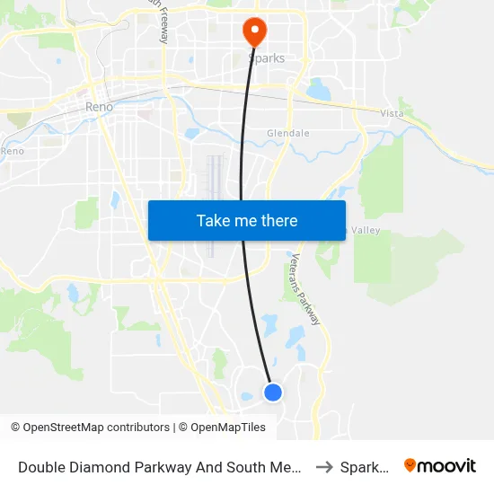 Double Diamond Parkway And South Meadows Parkway to Sparks, NV map