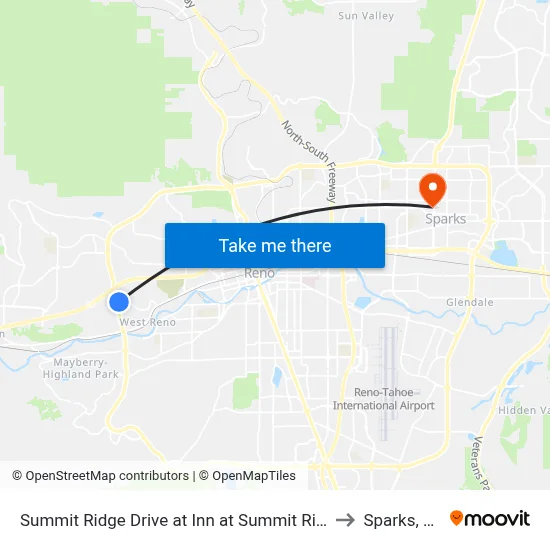 Summit Ridge Drive at Inn at Summit Ridge to Sparks, NV map