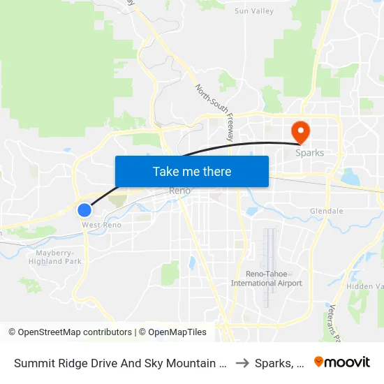 Summit Ridge Drive And Sky Mountain Drive to Sparks, NV map