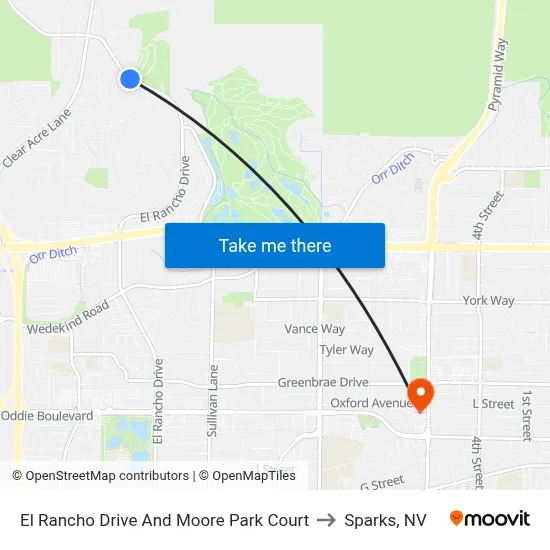 El Rancho Drive And Moore Park Court to Sparks, NV map