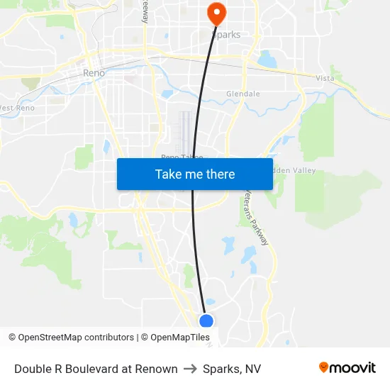 Double R Boulevard at Renown to Sparks, NV map