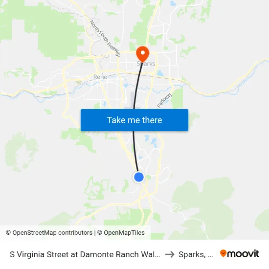 S Virginia Street at Damonte Ranch Walmart to Sparks, NV map