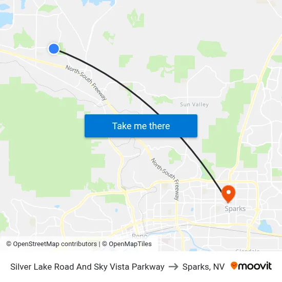 Silver Lake Road And Sky Vista Parkway to Sparks, NV map