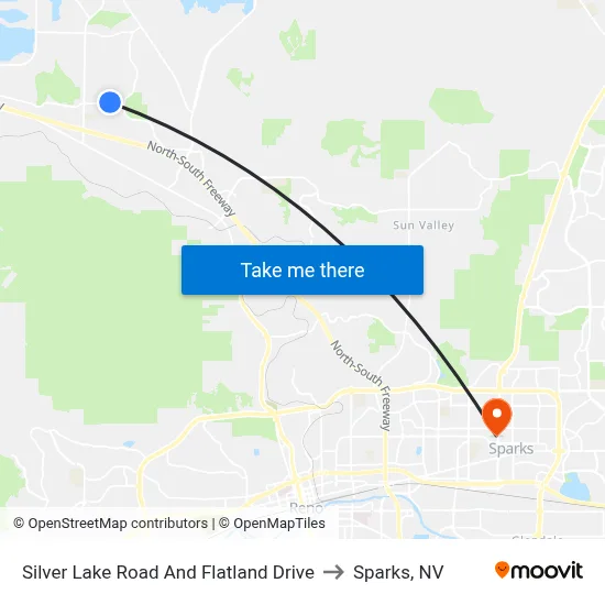 Silver Lake Road And Flatland Drive to Sparks, NV map