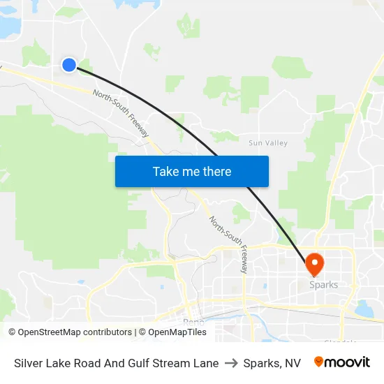 Silver Lake Road And Gulf Stream Lane to Sparks, NV map