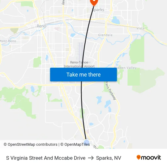 S Virginia Street And Mccabe Drive to Sparks, NV map