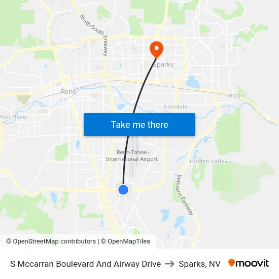 S Mccarran Boulevard And Airway Drive to Sparks, NV map