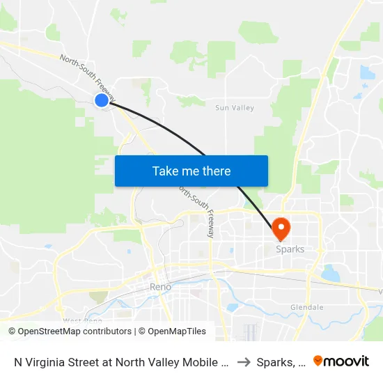 N Virginia Street at North Valley Mobile Homes to Sparks, NV map