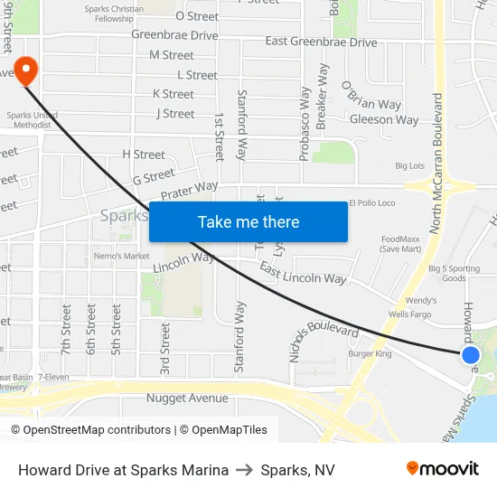 Howard Drive at Sparks Marina to Sparks, NV map