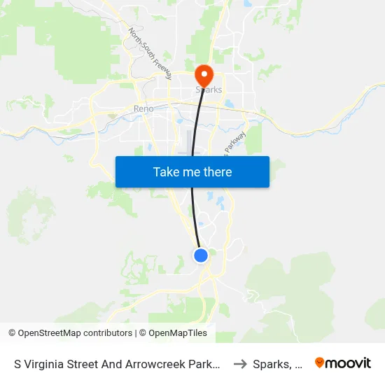 S Virginia Street And Arrowcreek Parkway to Sparks, NV map