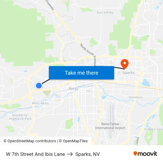 W 7th Street And Ibis Lane to Sparks, NV map