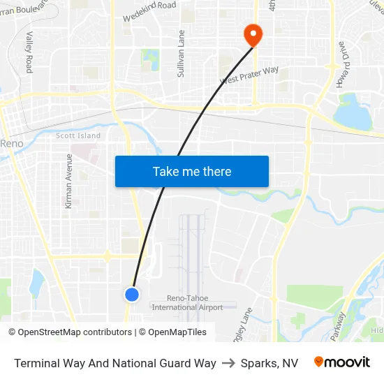 Terminal Way And National Guard Way to Sparks, NV map