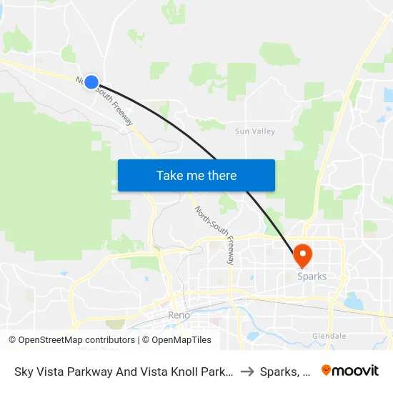 Sky Vista Parkway And Vista Knoll Parkway to Sparks, NV map
