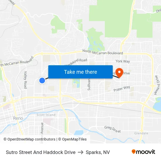 Sutro Street And Haddock Drive to Sparks, NV map