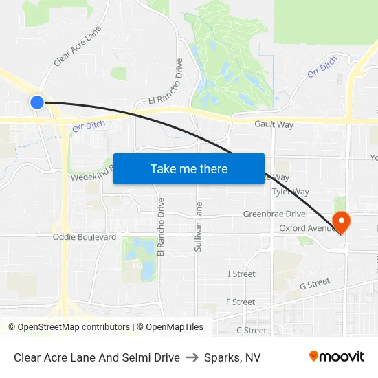 Clear Acre Lane And Selmi Drive to Sparks, NV map