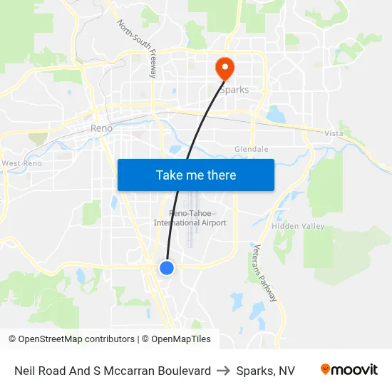 Neil Road And S Mccarran Boulevard to Sparks, NV map