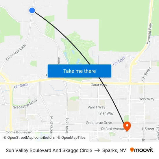 Sun Valley Boulevard And Skaggs Circle to Sparks, NV map