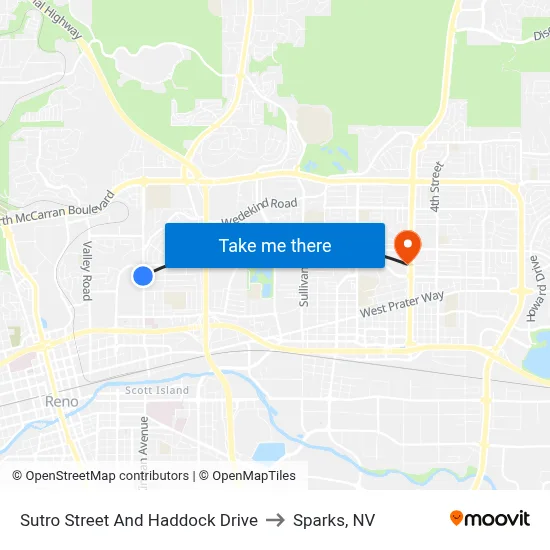 Sutro Street And Haddock Drive to Sparks, NV map