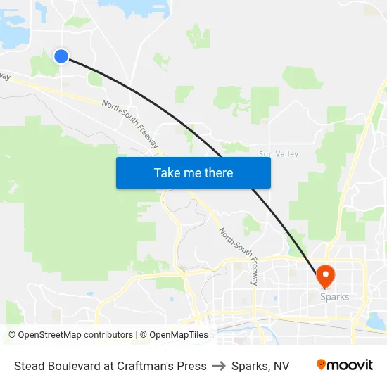Stead Boulevard at Craftman's Press to Sparks, NV map