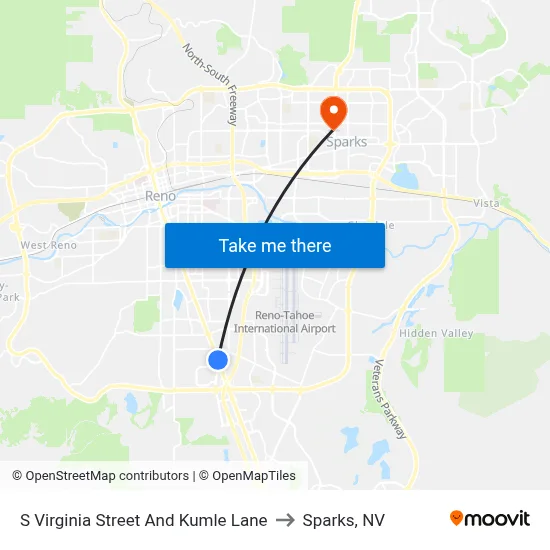 S Virginia Street And Kumle Lane to Sparks, NV map
