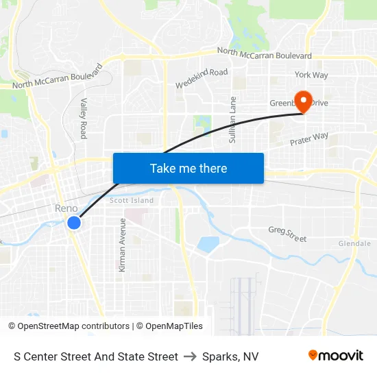 S Center Street And State Street to Sparks, NV map