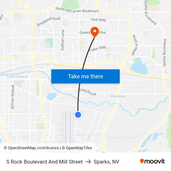S Rock Boulevard And Mill Street to Sparks, NV map
