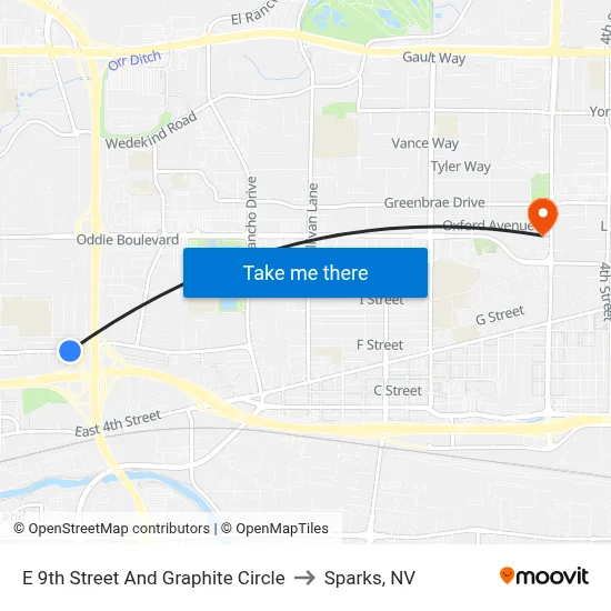 E 9th Street And Graphite Circle to Sparks, NV map
