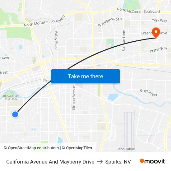 California Avenue And Mayberry Drive to Sparks, NV map