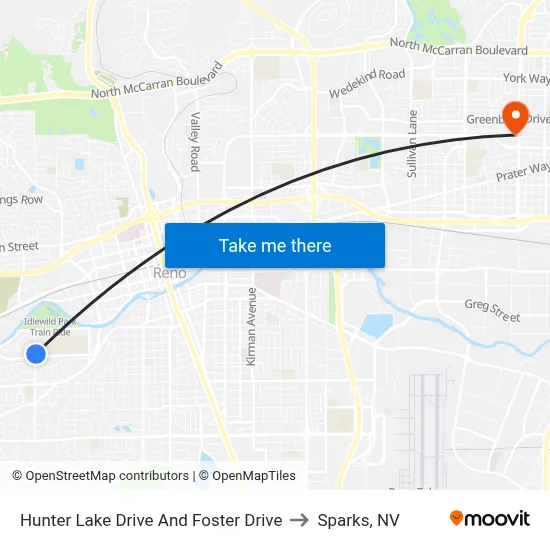 Hunter Lake Drive And Foster Drive to Sparks, NV map