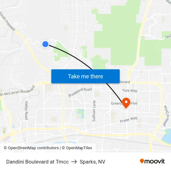 Dandini Boulevard at Tmcc to Sparks, NV map