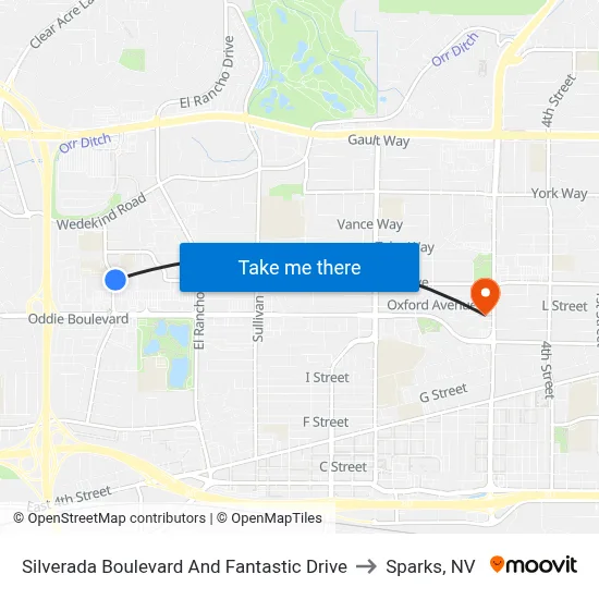 Silverada Boulevard And Fantastic Drive to Sparks, NV map